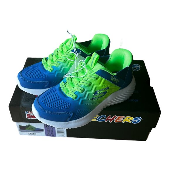 Skechers Kids Hands Free Swift Fit Shoes, Blue Green, Kids Size 3, 22 CM - Picture 1 of 9
